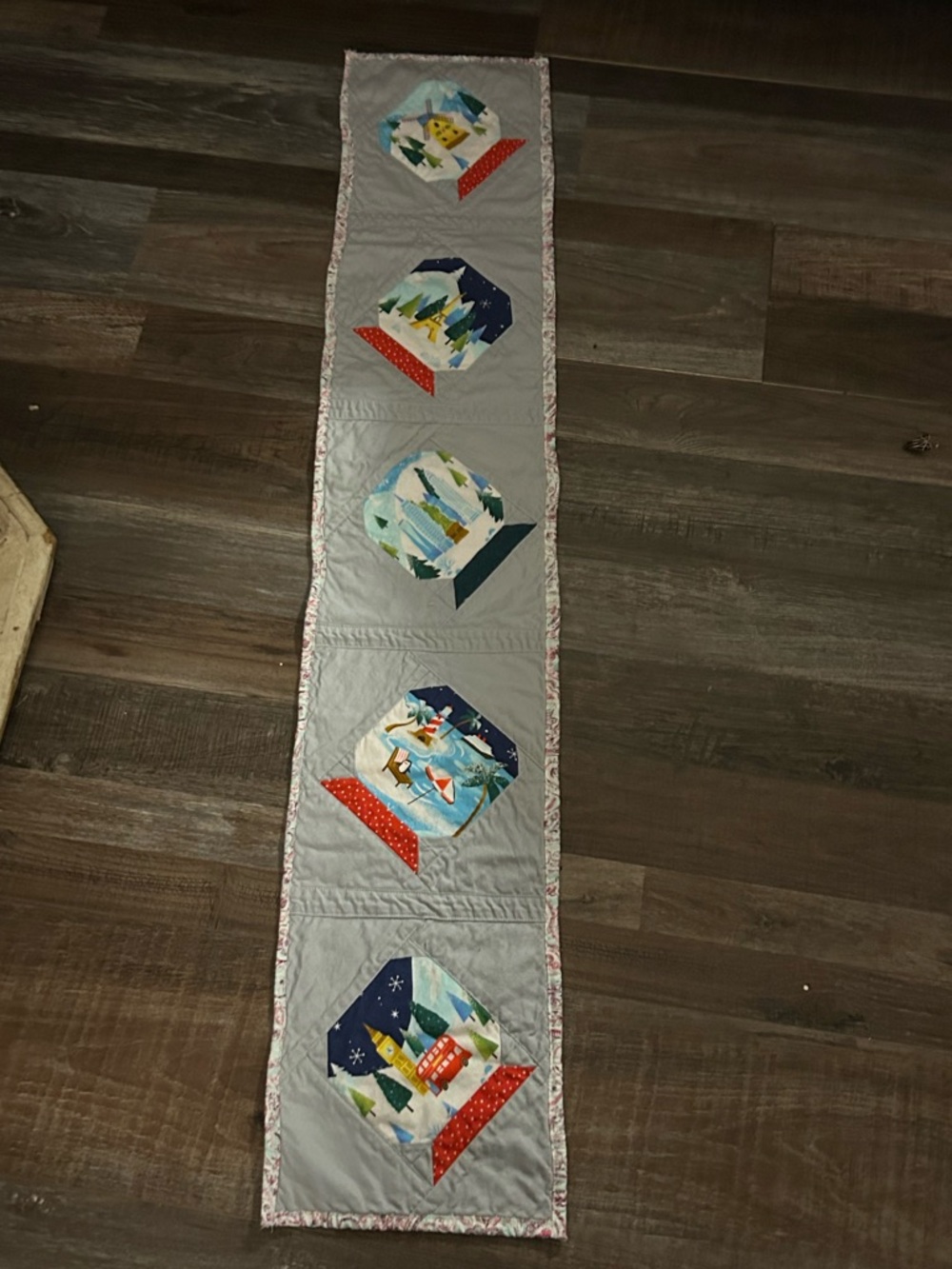 Handmade Winter Scenes Quilted TABLE RUNNER,42 X 8 INCHES